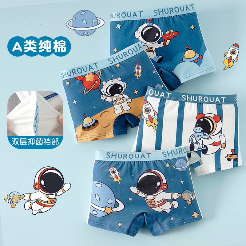 Boys' underwear Children's Class A cotton boxer shorts Breathable and bacteriostatic medium and older boys' boxers do not clip pp