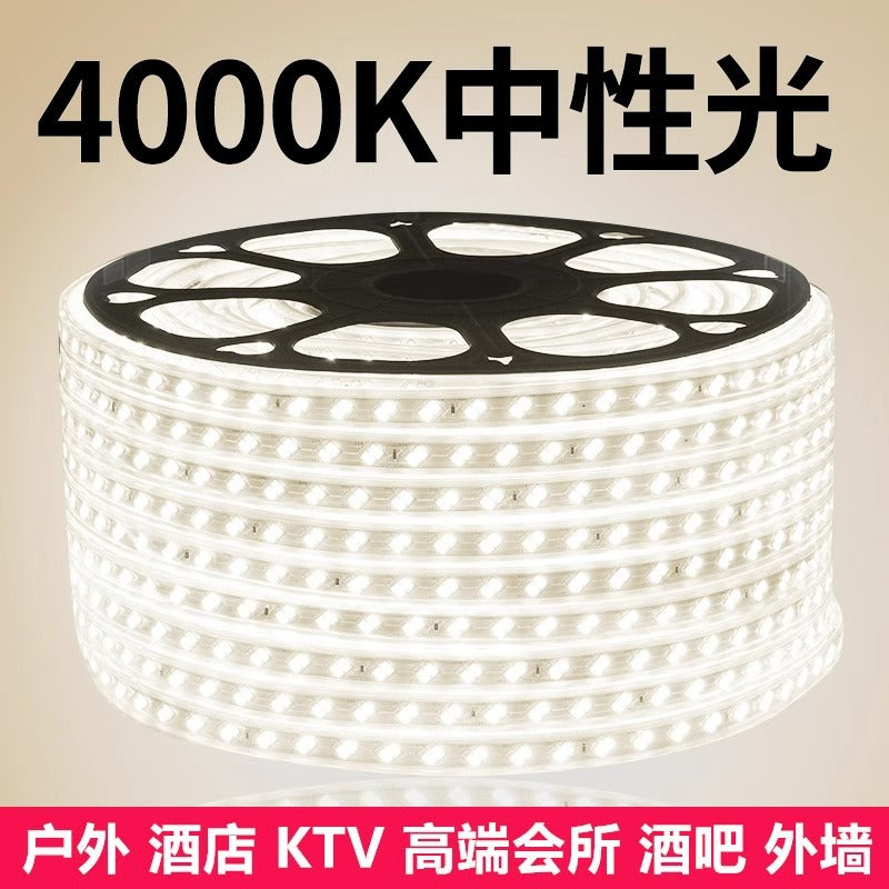 220v household outdoor waterproofled light strip super bright white light strip outdoor exterior wall construction site tunnel lighting