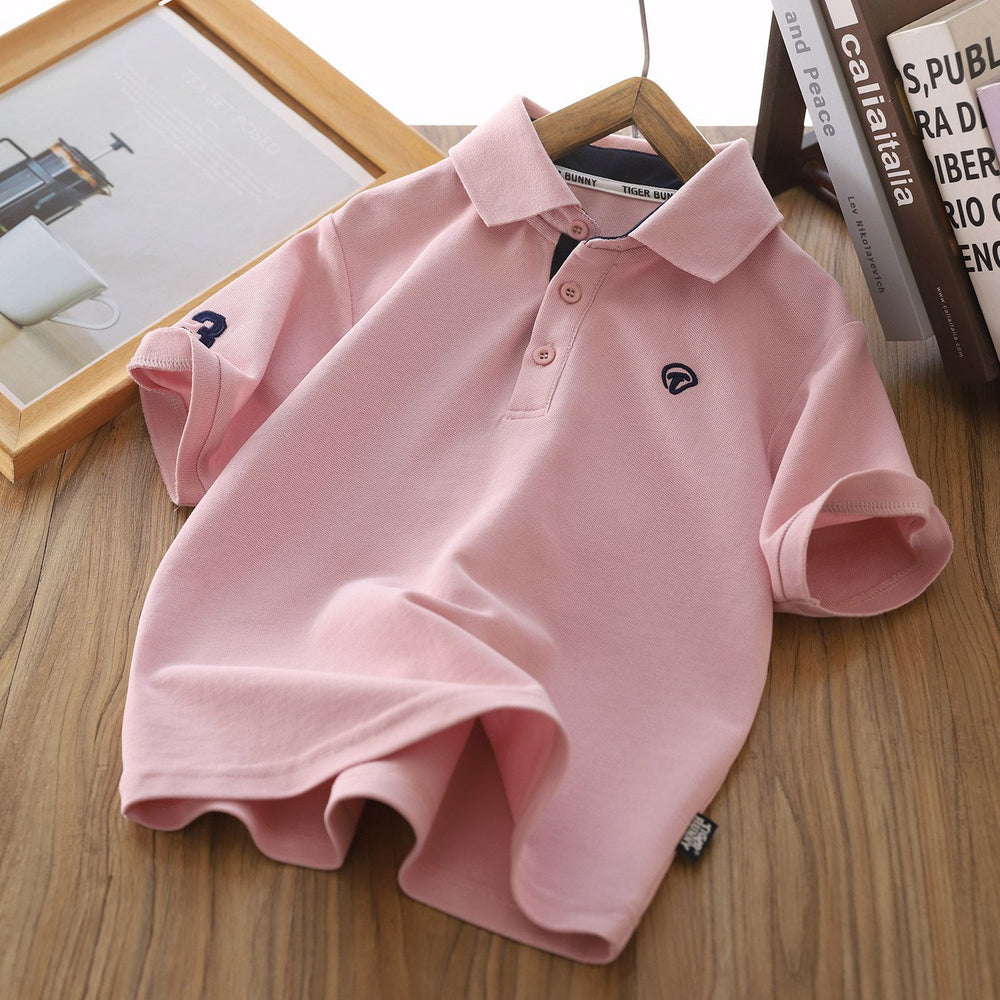 Boys' summer new arrival: preppy collar embroidered t-shirt short sleeve polo shirt - kids' casual chic style [yh]