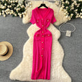 Exportelegance tweed styleretrov neck metal single breasted silmslimming lookelegant hip covering knittingdress spring