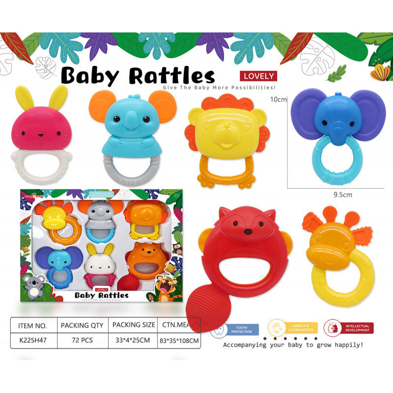 Cross-border export baby toys 0-1 years old gift box rattle set newborn baby soothing hand crank grip puzzle