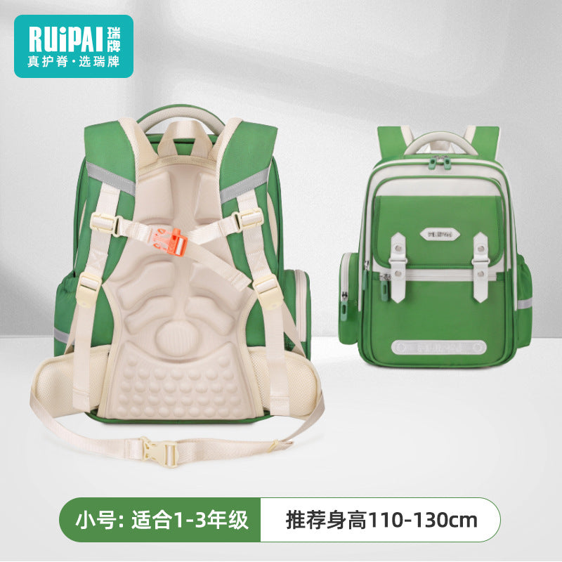 Rui brand primary school students spine care schoolbag for grades 5-6, large-capacity burden reduction for men and women, water-proof children's cloud schoolbag for men