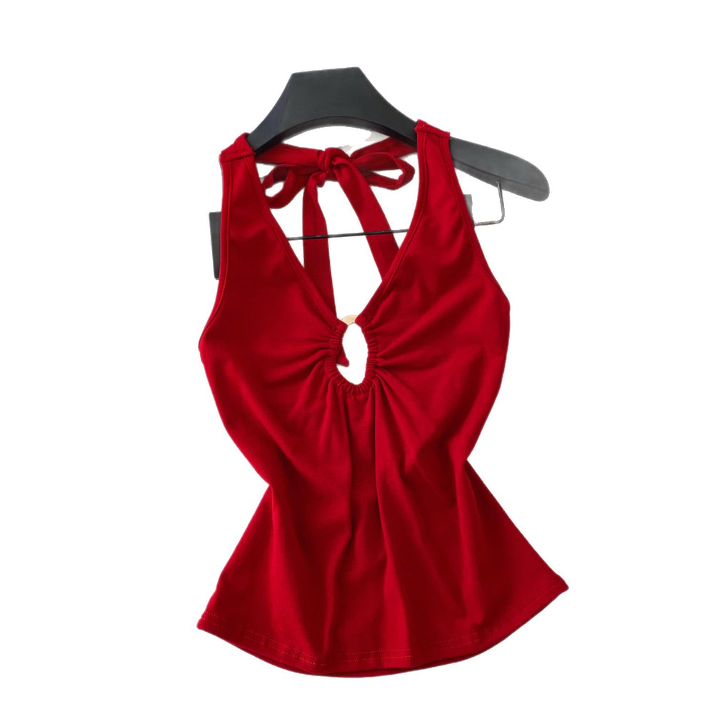 Sexyv neckhalterbackless camisole women's summerk-style silmslimming lookcut outoutwear hot girl style tops