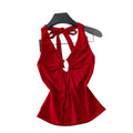 Sexyv neckhalterbackless camisole women's summerk-style silmslimming lookcut outoutwear hot girl style tops