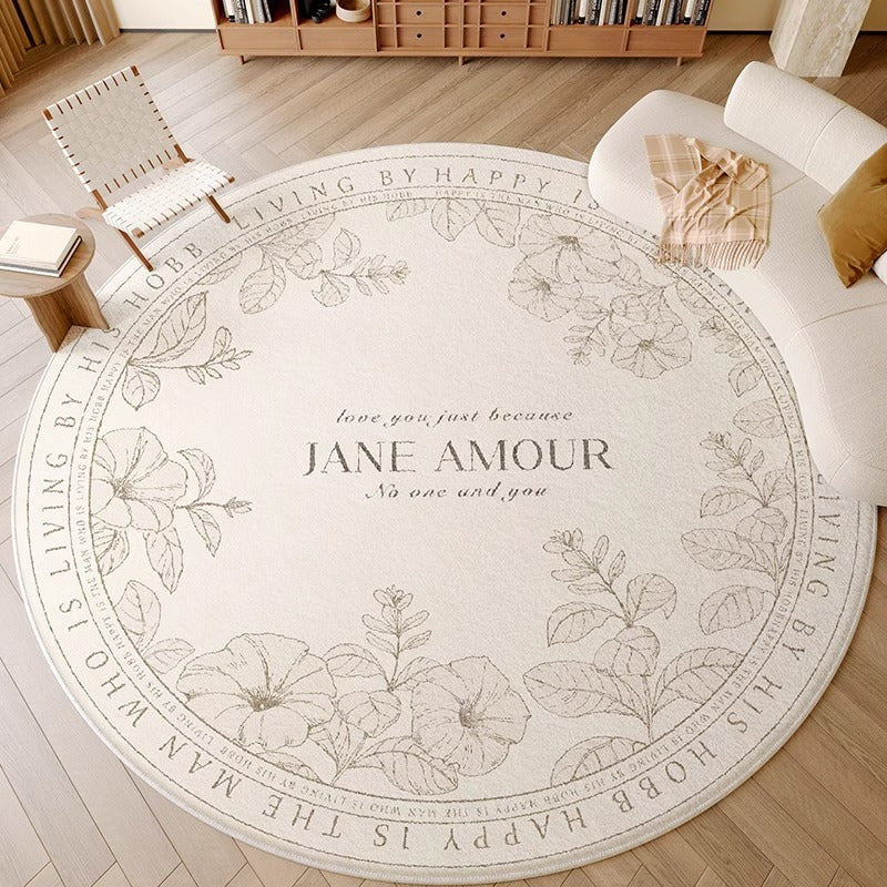 Carpet living room no-wash and wipeable round waterproof cream style  new bedroom bedside light luxury classy floor mat