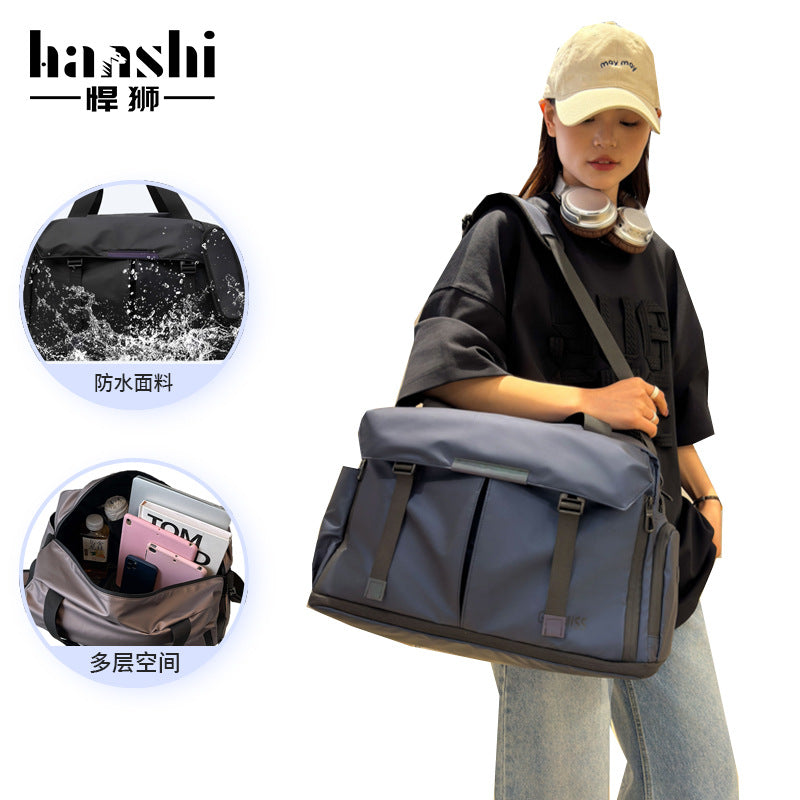 Fashion travel bag, high-end men's large-capacity fitness bag, wet and dry separation, casual women's backpacking travel shoulder bag