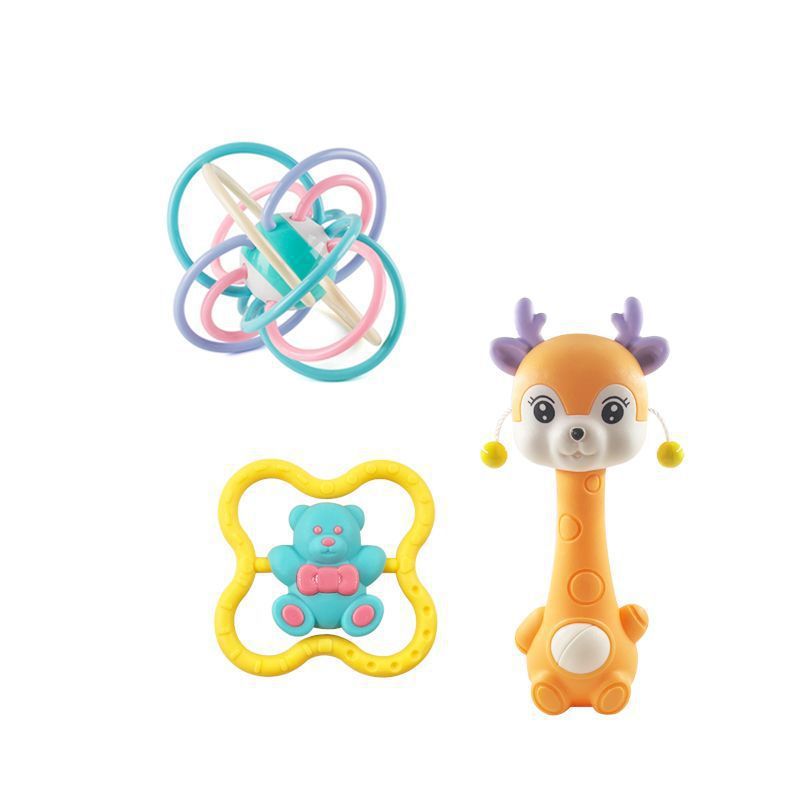 Cross-border  export sika deer toy rattle boiled toothpaste baby Manhattan ball soft glue hand grab ball