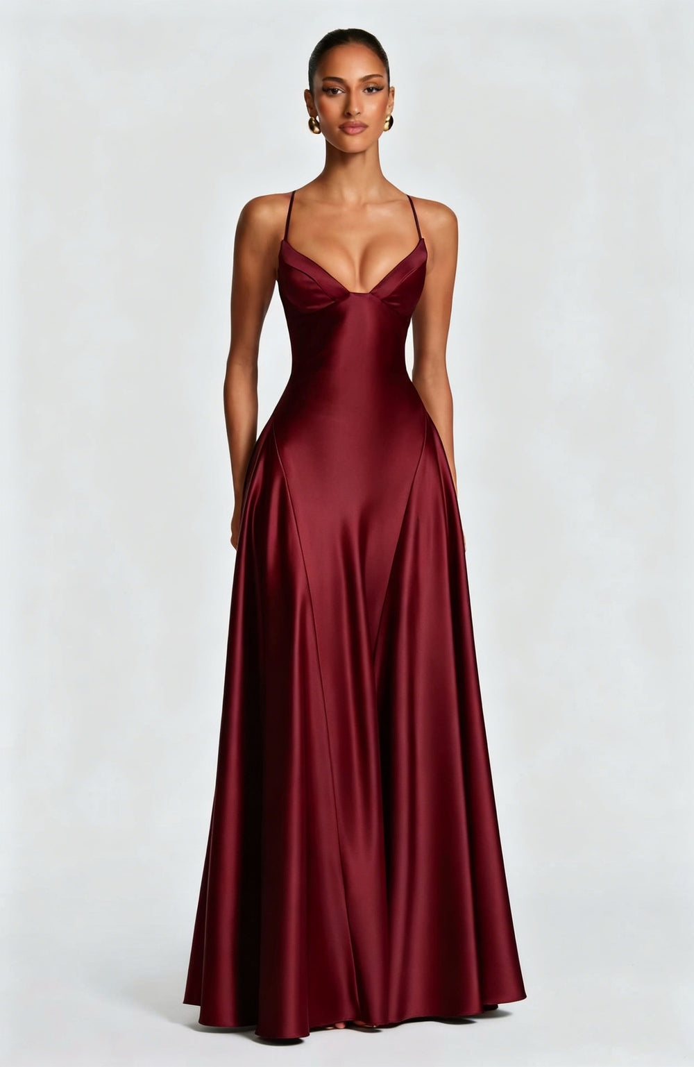 Amazon european and american women's clothing  new arrival: elegant and chic low-cut, high-end camisole dress with cinched waist