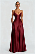Amazon european and american women's clothing  new arrival: elegant and chic low-cut, high-end camisole dress with cinched waist