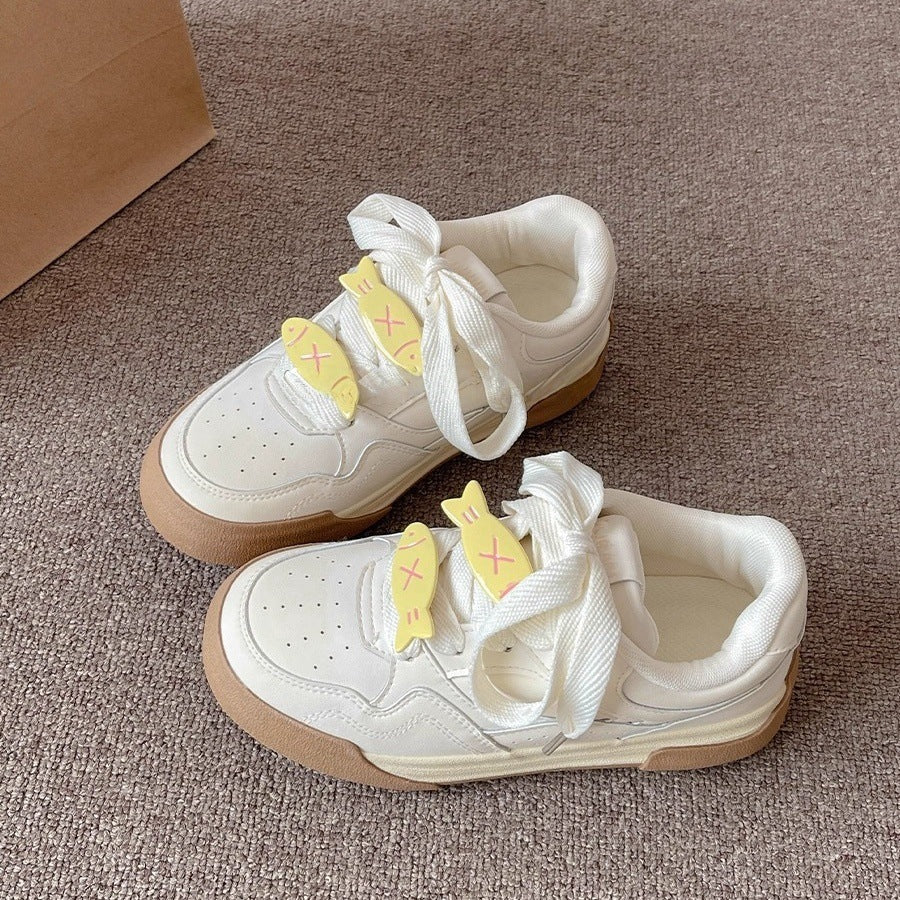 Niche style design fleece-lined cartoon sneakers for women 2026new arrivalwintereasiest for matchthick solewhite shoesheattechcasual shoes
