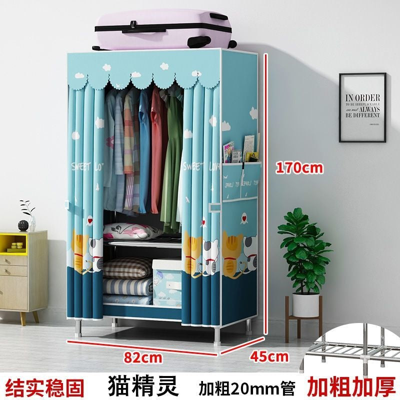 Simple fabric wardrobe rental house steel pipe thickened wardrobe for home bedroom dormitory storage cabinet