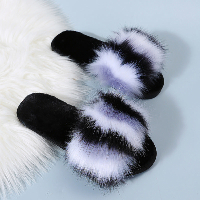 Genuine manufacturer, fluffy slippers for women, autumn and winter, cross-border amazon, large size, foreign trade, home indoor and outdoor long-haired cotton slippers