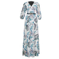 African women's clothing   new sexy v-neck printed dress european and american  long maxi skirt + belt