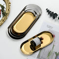 Korean style stainless steel oval tray - gold finish - bbq platter - creative restaurant nordic style dessert & pastry plate