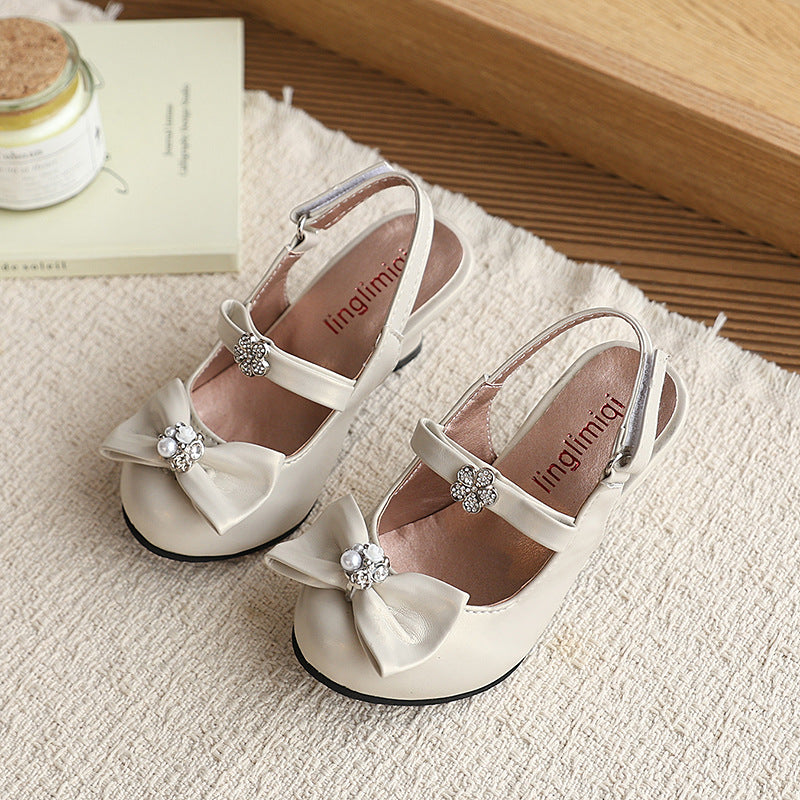 Customized summer new bear bow girls' comfortable versatile ladylike soft sole flats fashionable princess shoes