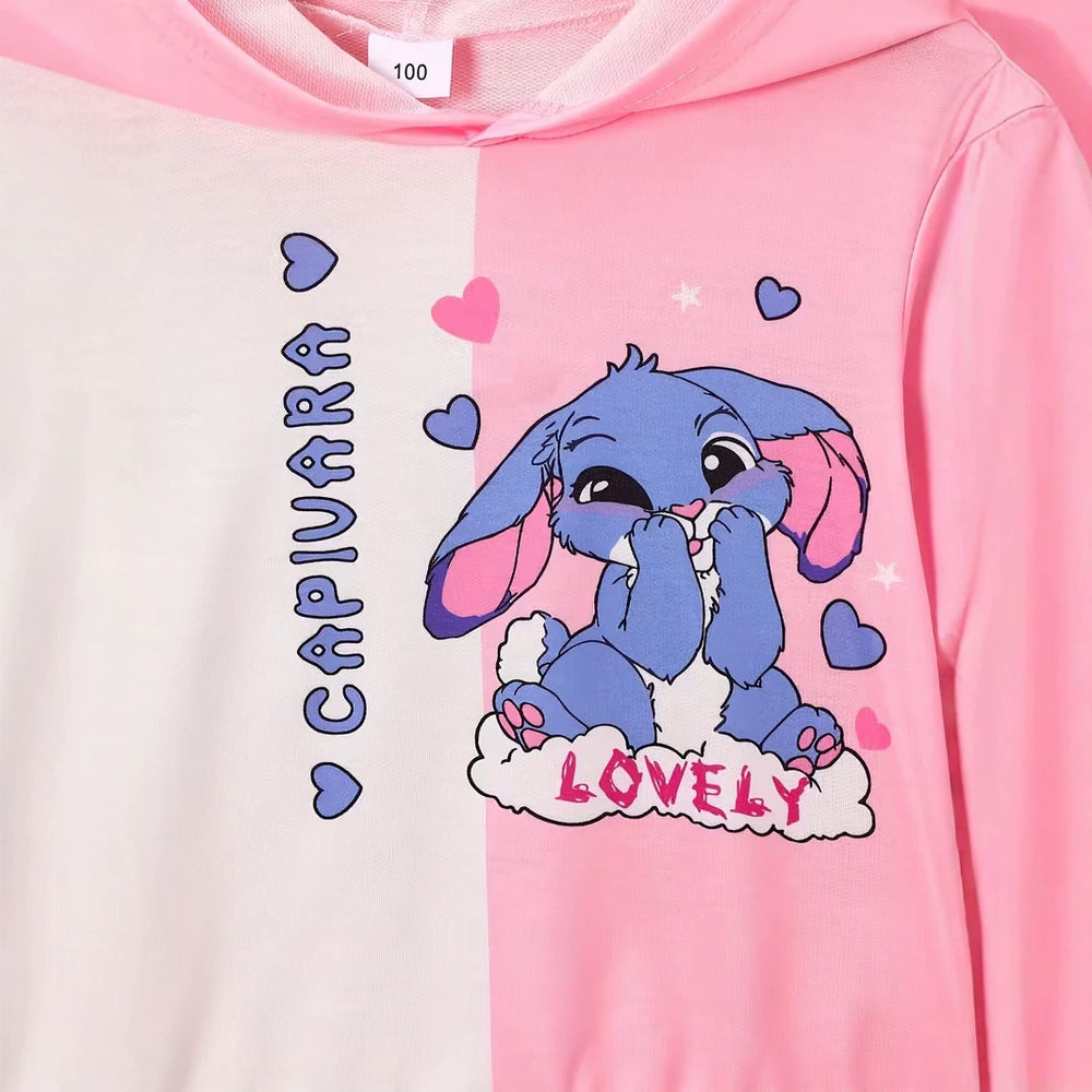 Kids' hoodie set, cross-border hot-selling cartoon animal print girls' fashion hooded sweatshirt and sweatpants set