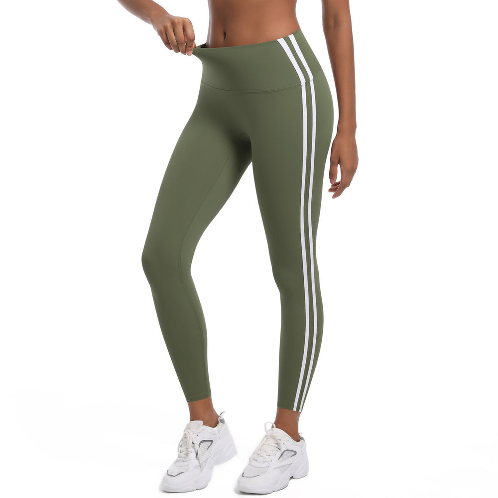 New striped cropped leggings - high waist, slimming, athletic barbie pants - peach lift, running, fitness, yoga pants for women