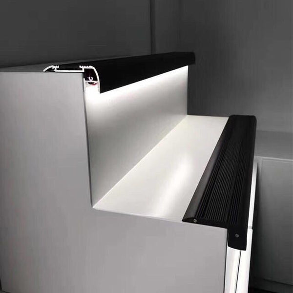 Surface staircase step light slot anti-skid strip slotting-free aluminum alloy cinema conference room step hemming modified ladder step