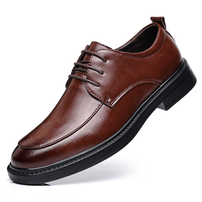 2024 new men's leather shoes - summer breathable business formal british style casual soft sole black dress shoes