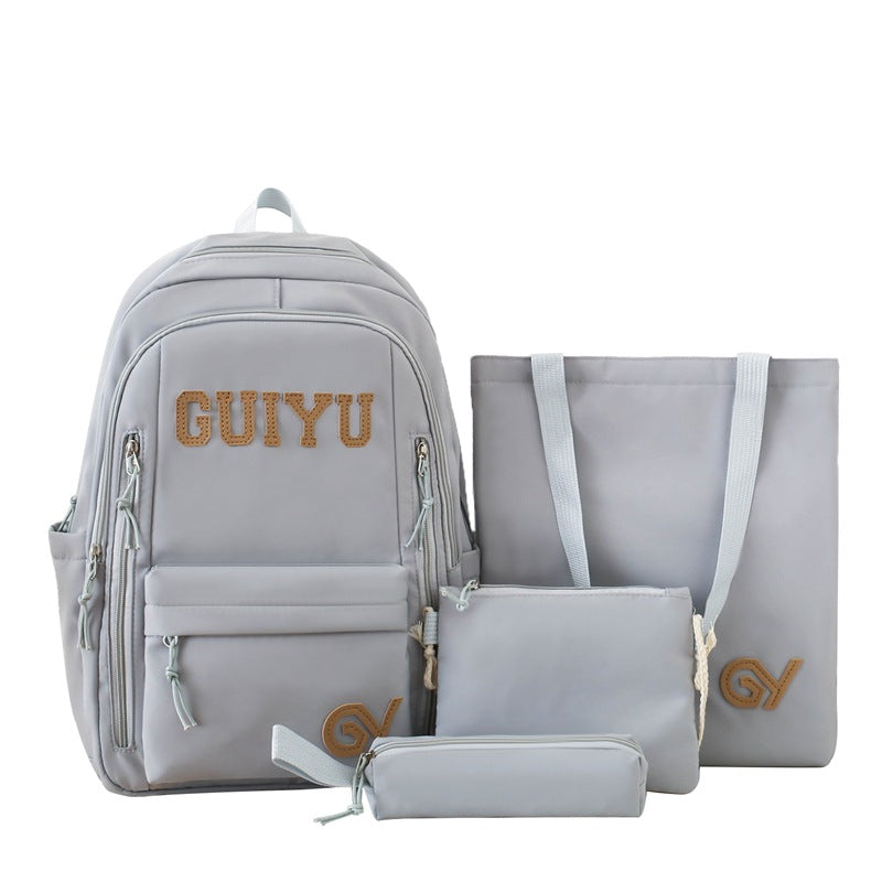 Primary and secondary school students schoolbag backpack cute cartoon campus four-piece schoolbag casual large-capacity outdoor backpack