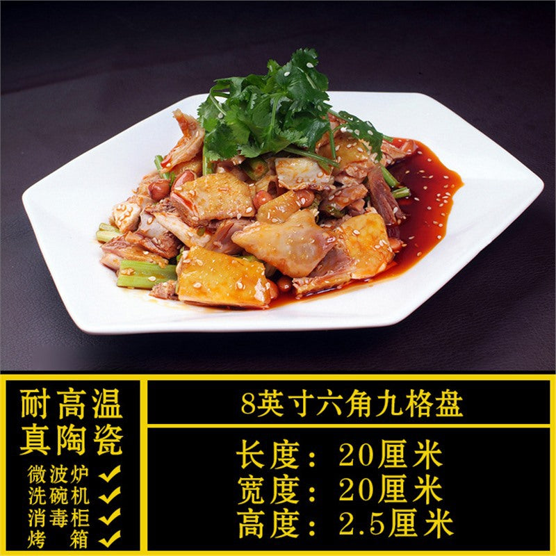 Special-shaped plate, commercial for homeasymmetricalwhite ceramic dinner plate, hotel tableware, restaurant special liang shao yi