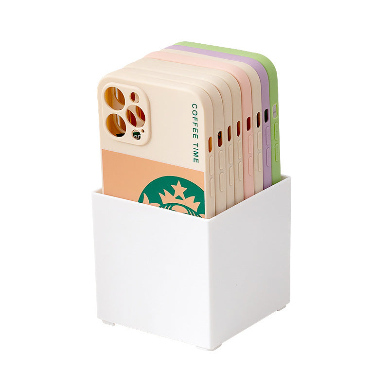 Desktop mobile phone case, sticky note transparent storage box, plastic large-capacity data cable, earphone mini wall-mounted storage box.