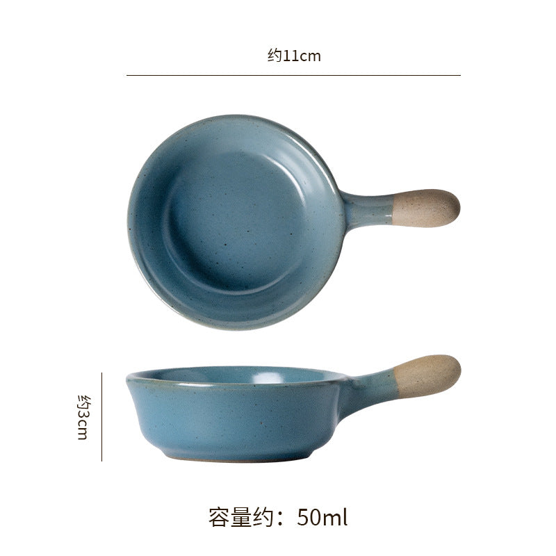 Retro handle seasoning ceramic dish japanese kiln restaurant dipping dish snack dish seasoning dishaccessible luxuryretro