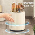 Kitchen rotating knife holder - multifunctional countertop organizer for kitchen knives, chopsticks, and utensils