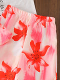 Children's clothing shein cross-border girl suit flower pattern suspender tops + pants