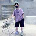 Boys' summer outfit : new stylish mid-to-large size short-sleeve t-shirt, cool and trendy summer clothes for boys
