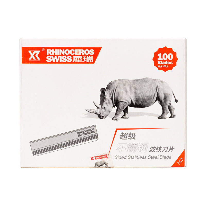 Rhino 10-piece eyebrow razor blades - stainless steel, sharp, for eyebrow shaping, microblading, and tattooing. includes wavy blades for precise shaping