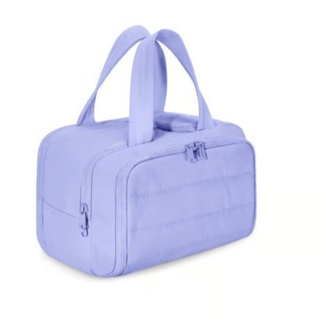 Large capacity partition Portable light blue cosmetic bag Women's portable stationery Handbook storage bag Travel sundries sorting bag
