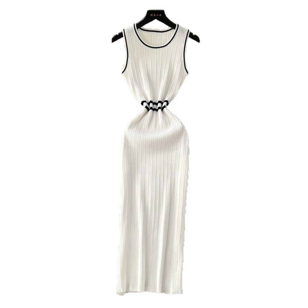 Light mature french style sleeveless knittingdress female pure lust style k-style high waist waist silm a-line skirt work clothing