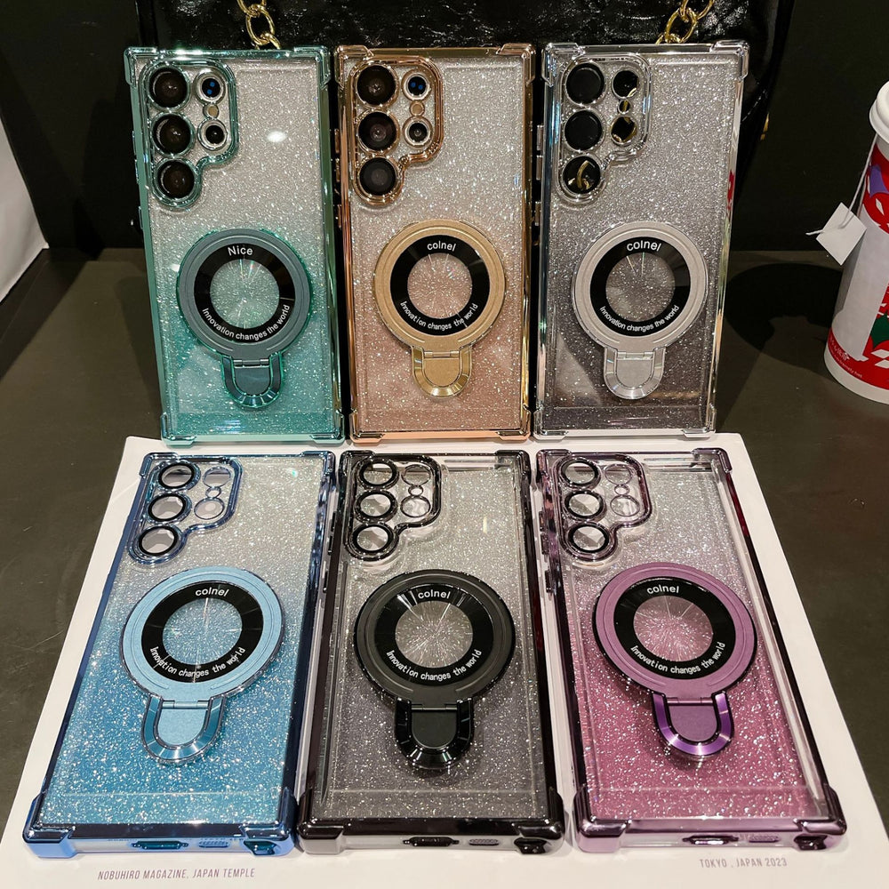 Suitable for samsung s26ultra bracket mobile phone case electroplated four-corner airbag anti-fall s25u lens film s24plus