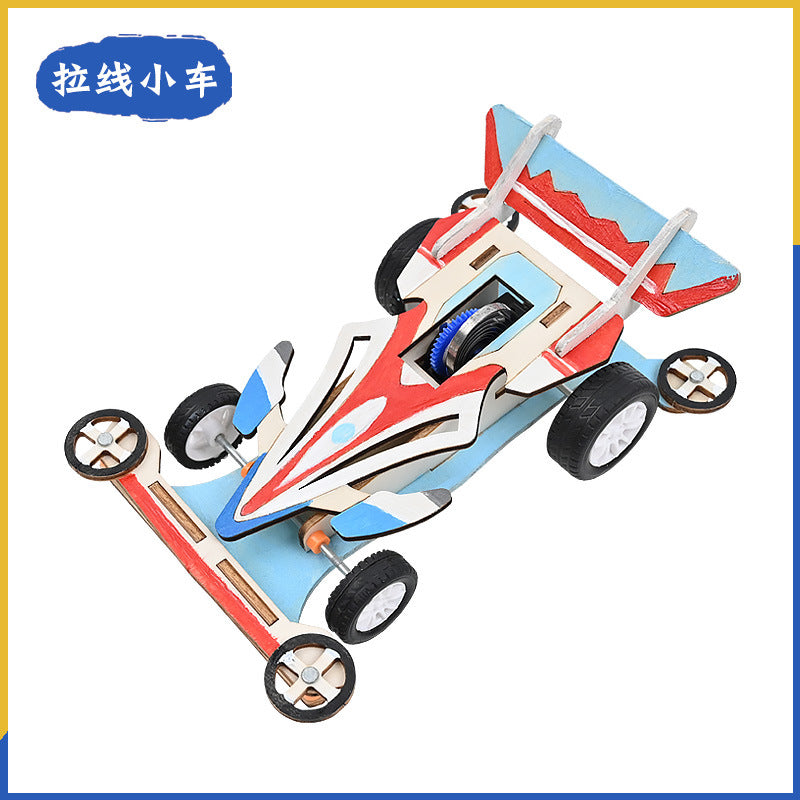 Pull the wire trolley pull back car STEM maker puzzle creative invention technology small production scientific experiment assembly teaching aids