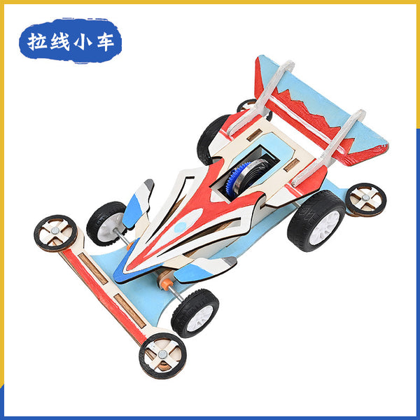 Pull the wire trolley pull back car STEM maker puzzle creative invention technology small production scientific experiment assembly teaching aids