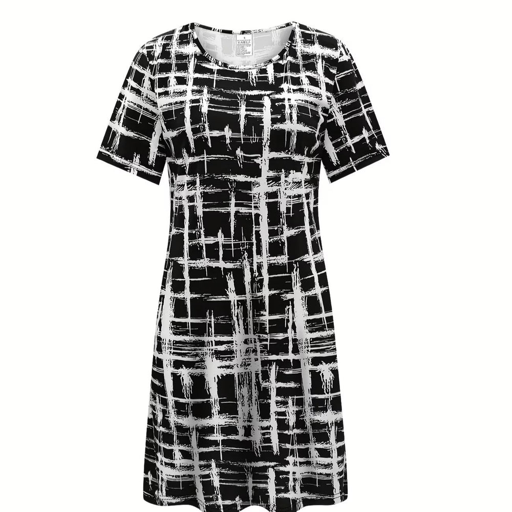 wholesale women's short-sleeved dresses, fashionable women's dresses for spring, summer, and autumn, new cross-border printed designs