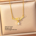 [titanium steel] japanese and korean popular copper inlaid zirconium water drop necklace for women, niche elegant and high-end versatile clavicle chain jewelry