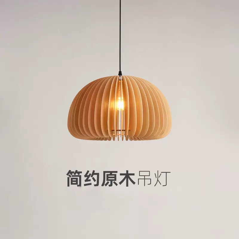 Vintage restaurant chandelier Japanese retro bedroom wooden lamp art creative B & B study medieval pumpkin lamp