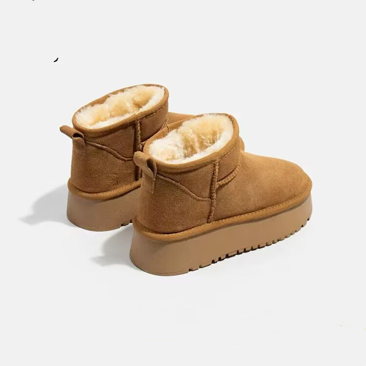 Thick sole anti-ski snow boots for women 2025 new arrivalwinterheattech bread shoes slip-on fleece-linedthickened cotton shoes