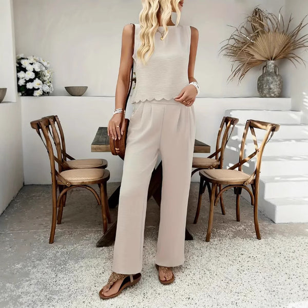 Cross-border  2025 summer European and American new women's clothing fashion sleeveless vest casual trousers suit women