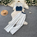 Commuting style silm vest high waistloose pantstwo-piece set female k-style summer silm type slimming lookelegantsuit