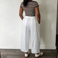 S391656 cross-border white elastic high waist women's harem pants loose pleated casual pants casual wide leg pants