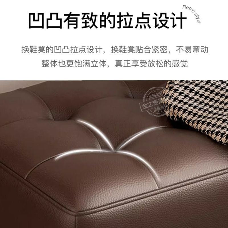 Shoe-changing stool at the door, can be used as a home entrance, pull-out bench, sofa stool, bed end stool, accessible luxury leather stool, living room