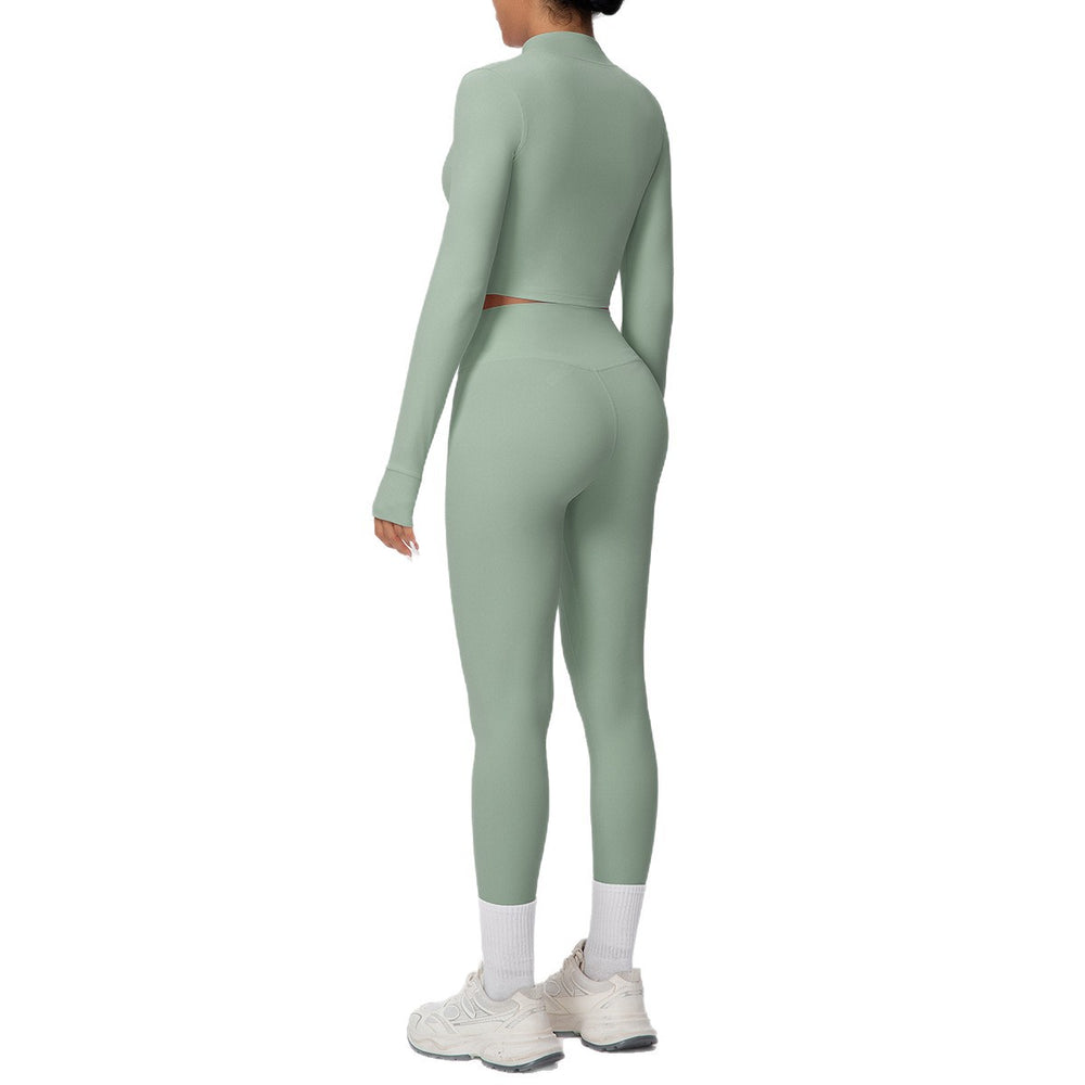 Cloud-feel outdoor compression yoga set for women - cropped high-waisted running workout outfit, quick-dry activewear two-piece set
