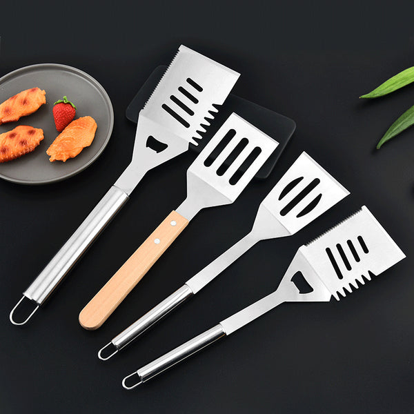 Stainless steel frying spatula baking outdoor barbecue cooking leak spatula frying steak teppanyaki pancakes pancake spatula