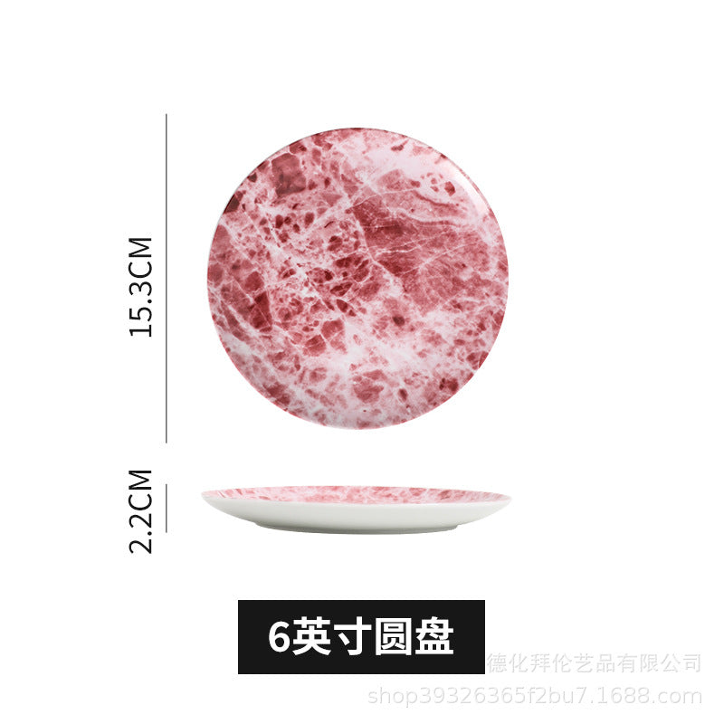 Ceramic marble pattern dinner plate - nordic theme restaurant western dinner plate - unique ceramic tableware - factory direct
