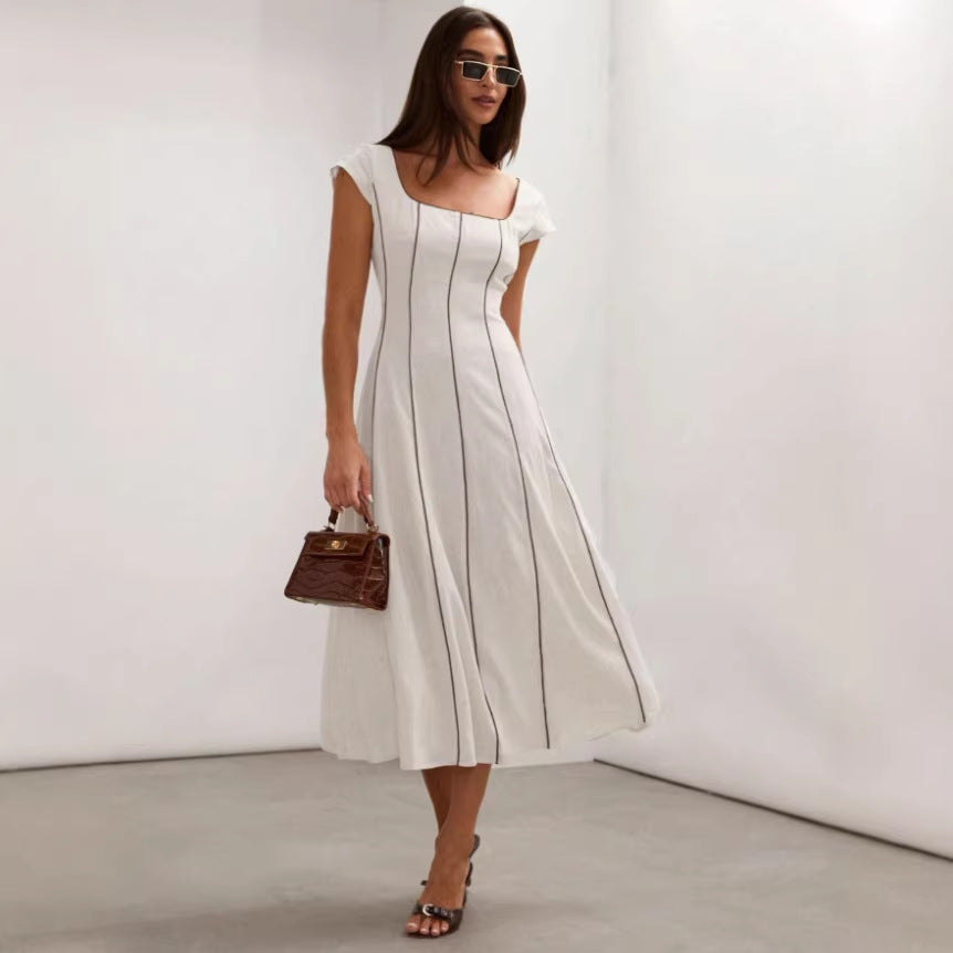 Zr wholesale foreign trade: european and american style women's fashion printed sexy backless slim-fit casual camisole maxi dress