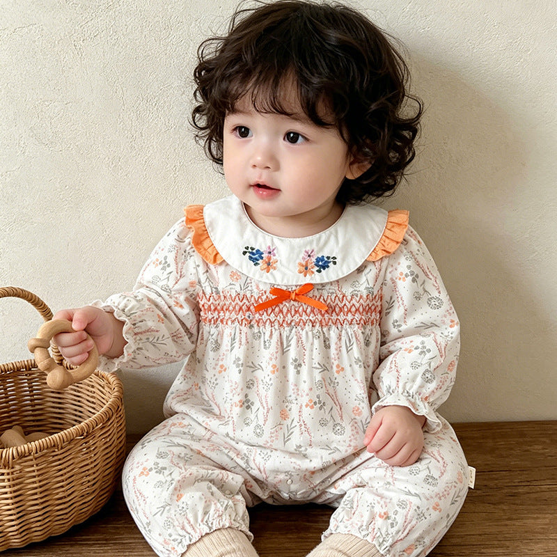 Newborn baby clothes autumn collection: stylish floral rompers for baby girls - perfect for spring/autumn, princess style, full month celebration, and outdoor wear