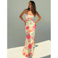 Women's backless tie-up cami bodycon fitted mermaid maxi dress - sexy summer vacation & date night outfit